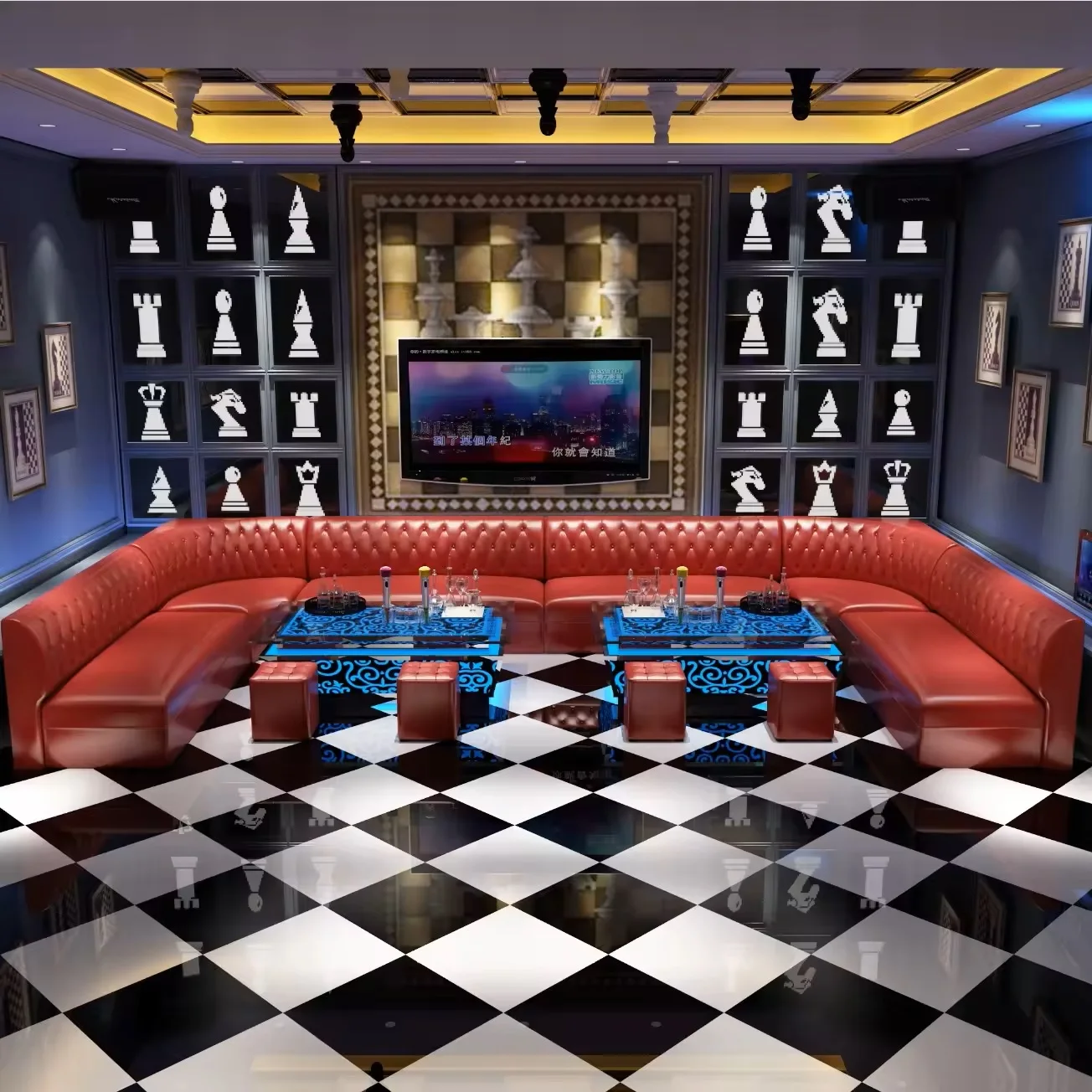 #Factory Supplier Nightclub Disco Karaoke KTV Counter Customized Leather U L Shape Sofa Couch Commercial Bar Furniture Set