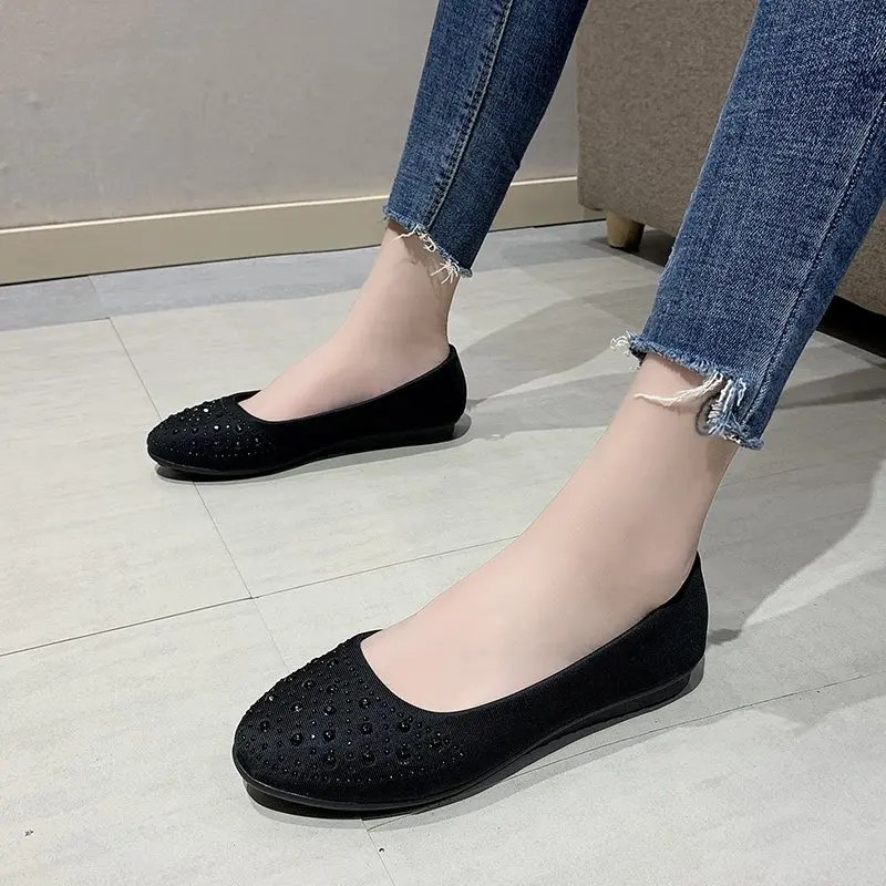Scarpe basse casual da donna con bocca poco profonda e testa tonda Moda primaverile e autunnale più comode scarpe basse da un piede.