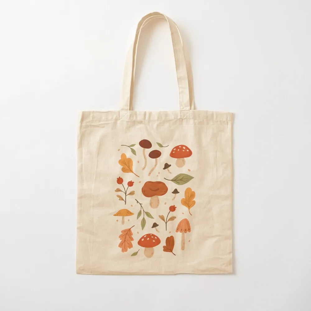 

Mushrooms and Leaves Tote Bag canvas shopping bag handbag shopping bags foldable Canvas Tote Bag