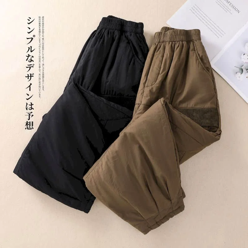 Solid Lantern Pants for Women Vintage Trousers Women Lightweight Cotton Added Casual Winter Warm Quilted Pants Women Clothing