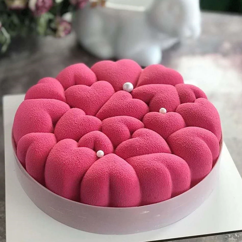 

Valentine's Day Heart Shaped Stitching Texture Mousse Mould Food Grade Silicone Cake Molds Cake Decorating Tool Dessert Bakeware