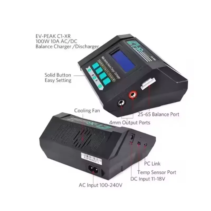 EV-Peak C1-XR 多機能 100W 10A C1 6A 50W DC バランス充電器（LiPo、LiIon、LiFe、NiCd、NiMHバッテリー対応）