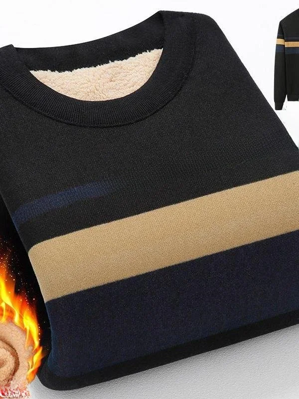 

Утепленный вязаный свитер с круглым вырезом и флисовой подкладкой для мужчин: теплая одежда, зимнее термобелье, модный городской стиль