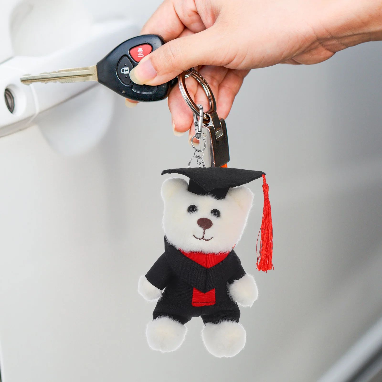 Graduation Bear Keychain Cute Soft Stuffed Animal Bag Pendant Lovely Bear Keyring Cartoon Graduation Season Keychains