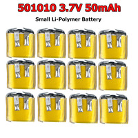 12 PCS 501010 Battery 3.7V 50mAh Rechargeable Polymer Lithium Batteries for Bluetooth Headset Mp3/mp4 Smart Watch GPS Li Po Cell