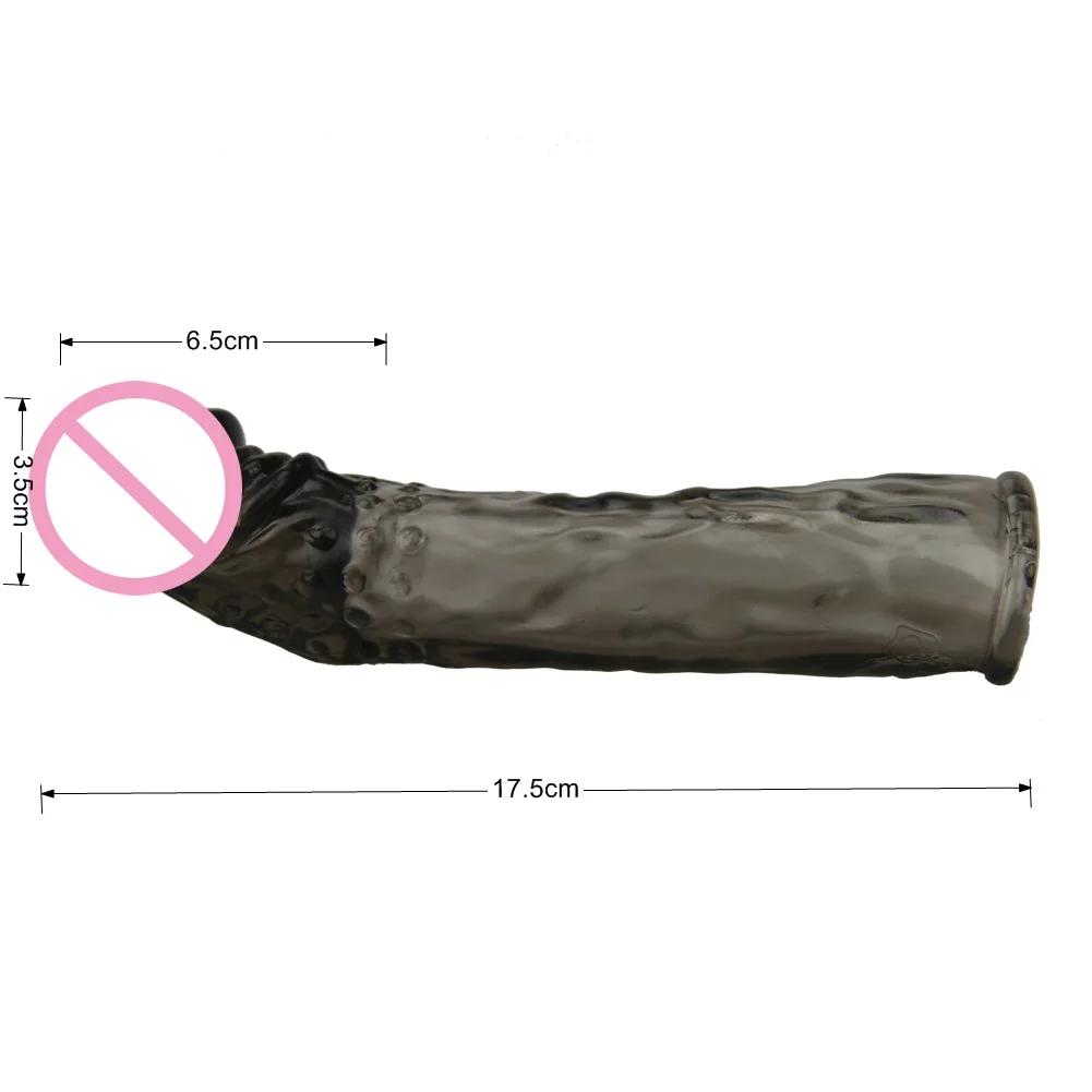 Black Lasting Cock Sleeve Extender Delay Condom,Contraceptive Man Reusable Dot Ribbed Penis Sheach Impotence Cock ring Sheath