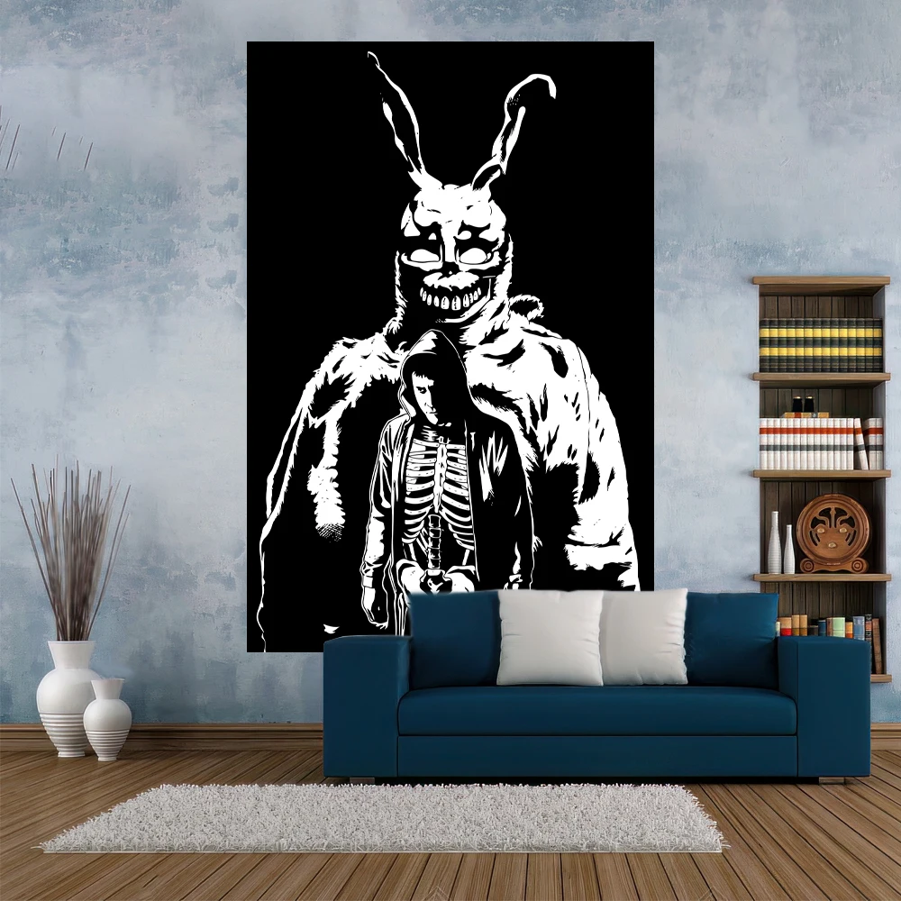 Horror Anime Wall Hanging Tapestry Creepy Rabbit Printed Mysterious Tapiz Bedroom Or Home For Decoration Hippie Room Decor