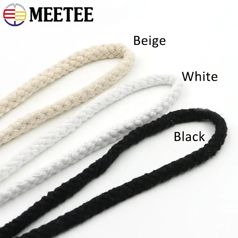 

50/70M 8 Shares Cotton Cord 5/7mm Braided Rope Macrame Ropes Home Decoration Woven Cords Textile Drawstring Handicraft Accessory