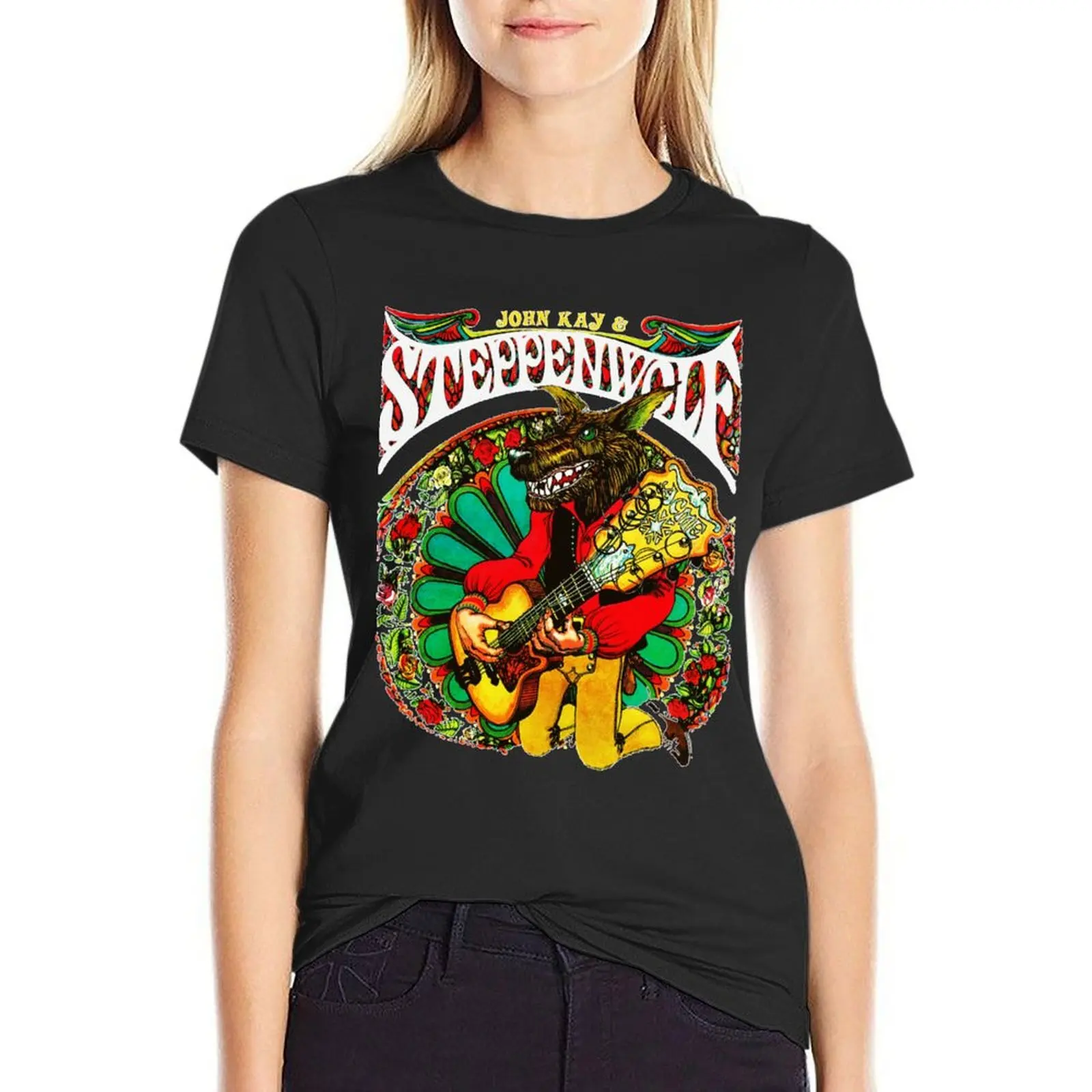 

steppenwolf actres band rock 90art T-Shirt shirts graphic tees vintage lady clothes workout shirts for Women loose fit