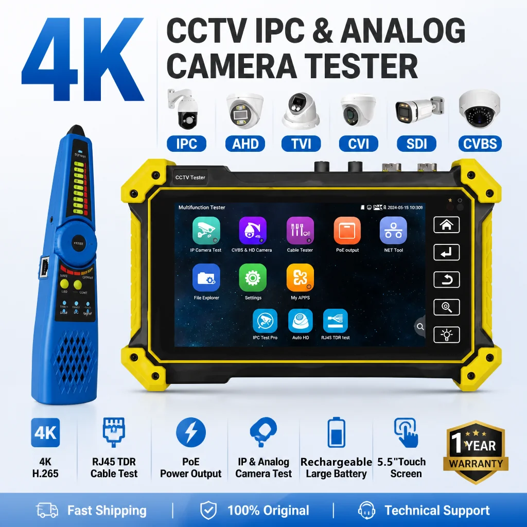 4K H.265 IP Camera Tester 5.5 Inch 8MP AHD TVI CVI SDI Analog HD Input CCTV Monitor Tester for E66/E67/E68