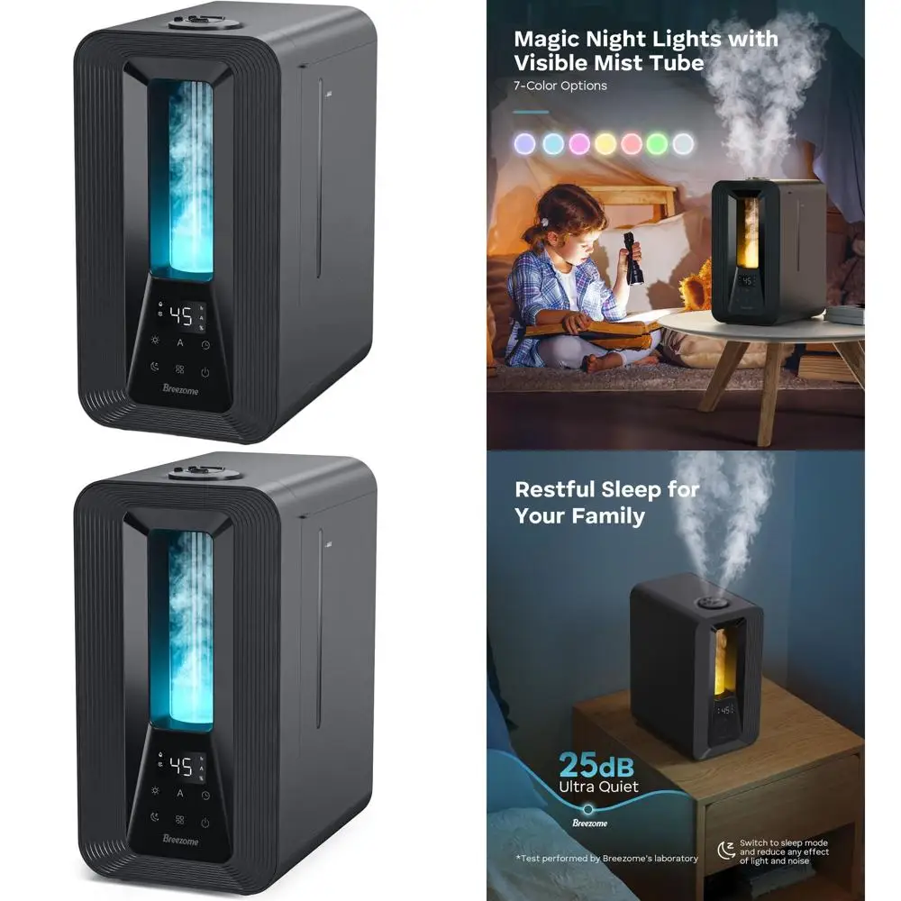 

Увлажнитель воздуха с верхним наполнением, функцией ароматерапии, гигростатом, ночником, 50 часов работы, бесшумный, для больших помещений, детских комнат, растений