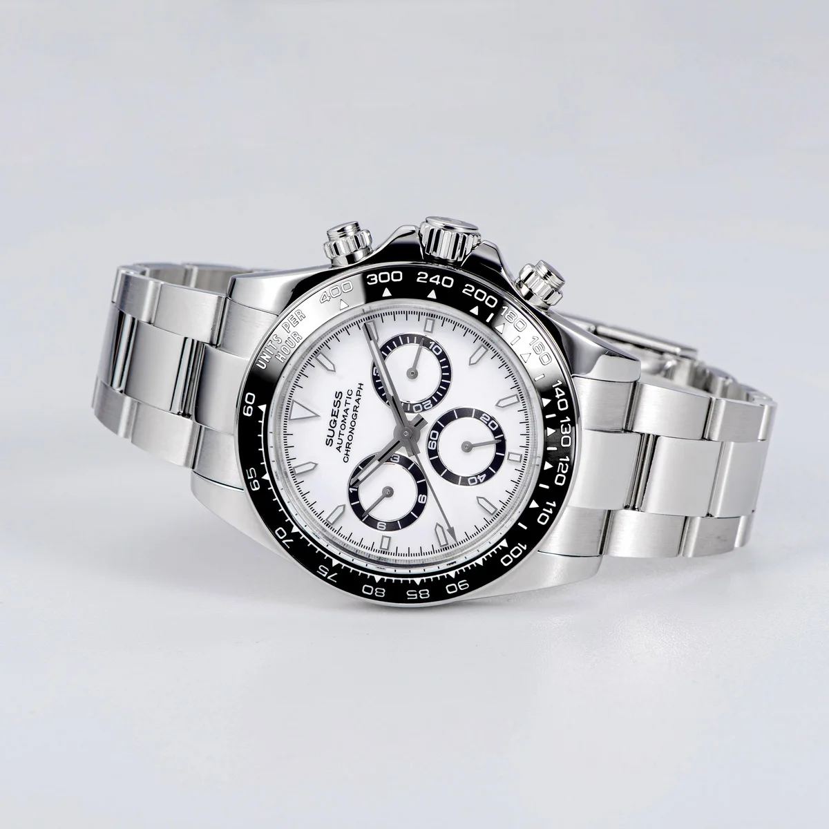 Sugess Panda Chronograph Uhrwerk Automatische mechanische Chronograph Armbanduhr Wasserdicht Tauchen Herrenuhren Keramiklünette Tona – Detail 18