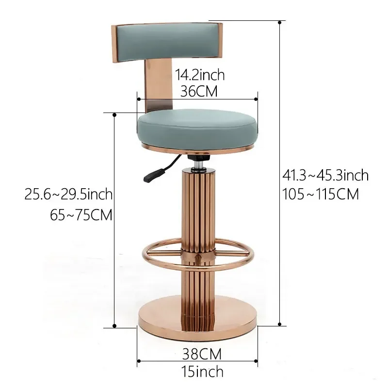 Counter Height Bar Stools with Back, Modern Adjustable Swivel Chair with Polished Rose Stainless Steel Legs for Kitchen Counter