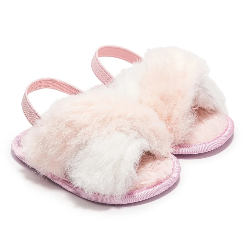 Sandales en peluche léopard pour bébés filles, diapositives en fausse fourrure, chaussures coordonnantes pour nouveau-nés, pantoufles d'intérieur et d'extérieur pour bébés, 0-18M