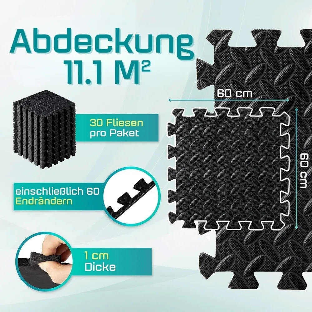 Tappetino per esercizi puzzle 24sqft-120sqft per palestra di casa, piastrelle per pavimenti in schiuma ad incastro eva con bordo per attrezzature da allenamento