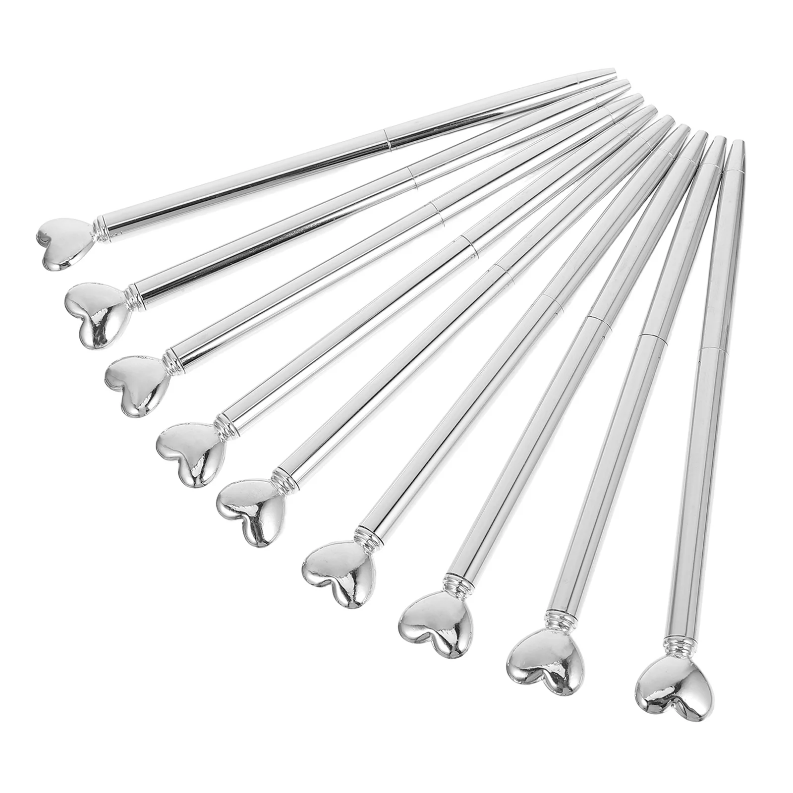 

10 шт. шариковые ручки в форме сердца, металлический корпус, выдвижной дизайн, элегантный письменный инструмент для ежедневного ведения журналов, изготовления карточек, учебных заметок