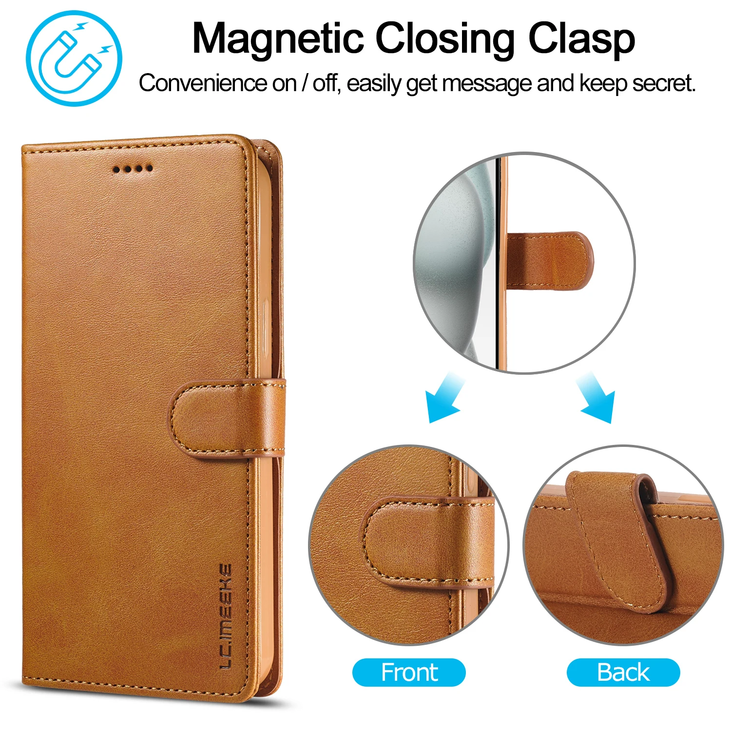 Flip-Leder-Brieftaschenhülle für iPhone 18 17 16 15 14 13 12 11 Pro Max 17E XS XR Air 8 7 Plus mit Visitenkartenfach, Handyhülle – Detail 5