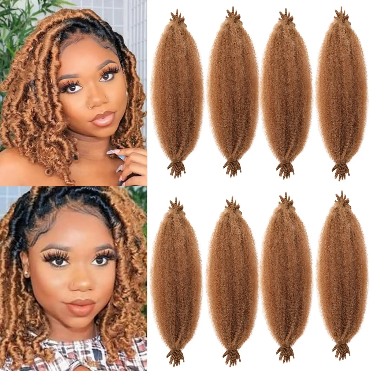 1/8 paquetes de pelo Afro elástico pre esponjoso pelo trenzado de primavera pelo sintético Afro Twist Marley Twist cabello trenzado