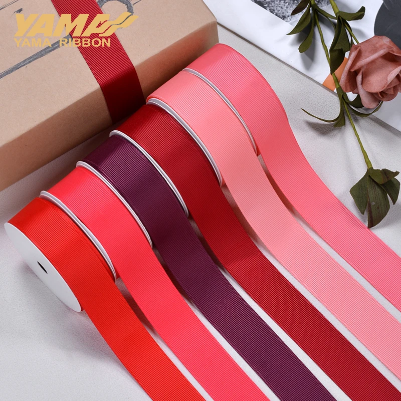 YAMA-Grosgrain Ribbon for Craft DIY, Dress Accessory, House and Wedding Decoration, Red and Pink Ribbon, 25mm, 28mm, 32mm, 38mm,