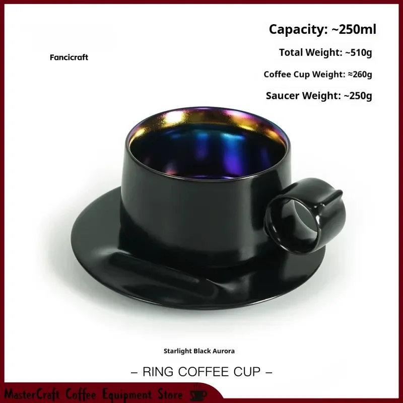 In Stock Fancicraft Original Design Coffee Cup And Saucer Ring Handle For Comfortable Anti Slip Grip Ideal For Home Office/Gift