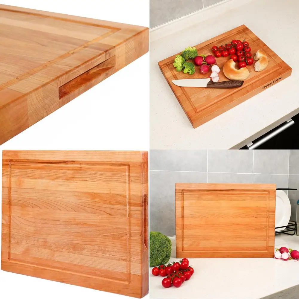 

Доска для резки из вишневого дерева 20x15 дюймов со скрытой ручкой, из американского твердого дерева, с кромкой из цельного слоя, толщиной 1-1/2 дюйма, обработана пищевым маслом