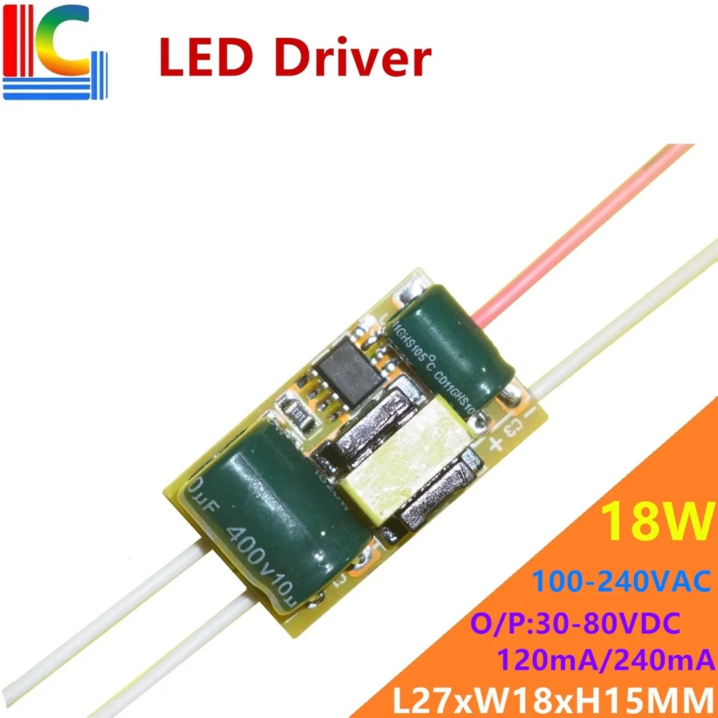 9W 12W 15W 18W LED Tube Driver 120mA 230mA DC30-80V Power Supply 90-265V transformer for T5 T8 LED Tube Freeshipping