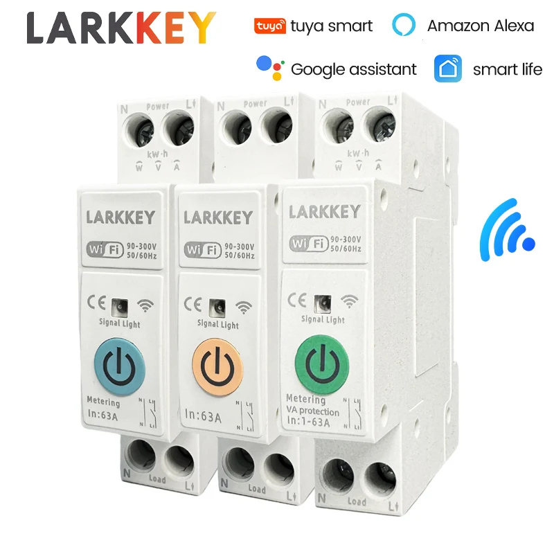 Tuya WiFi Smart Circuit Breaker 1P 63A DIN Rail Energy Meter Power Monitoring Remote Smart APP Control Overload Protection