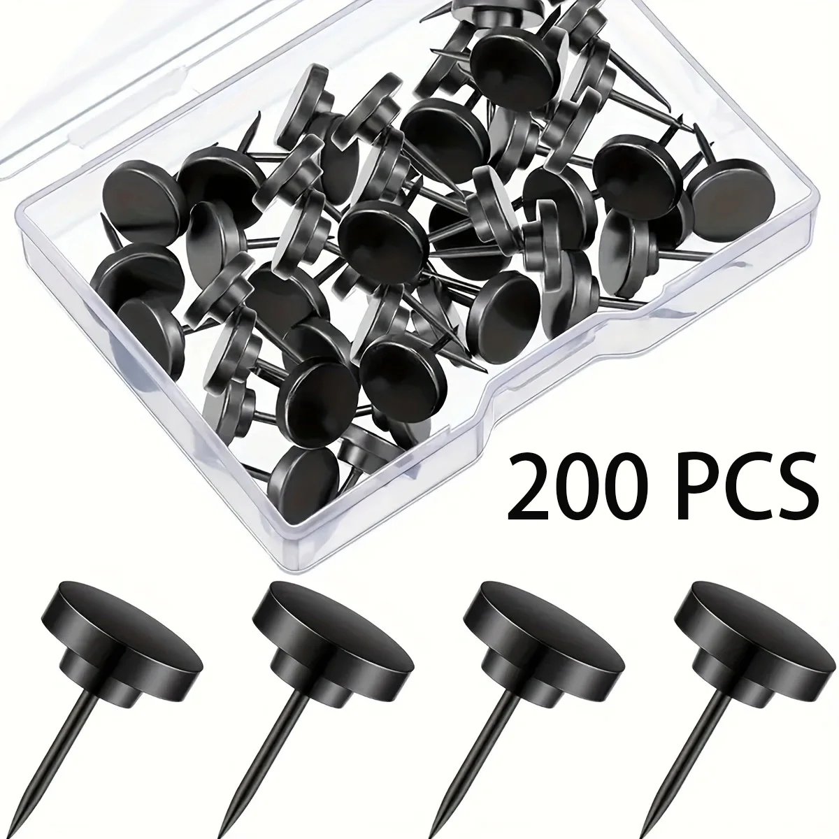 200 Pcs Strong Push Pins Thumb Tacks Flat Steel Point for Bulletin Boards Cork Boards Maps Photos And Papers