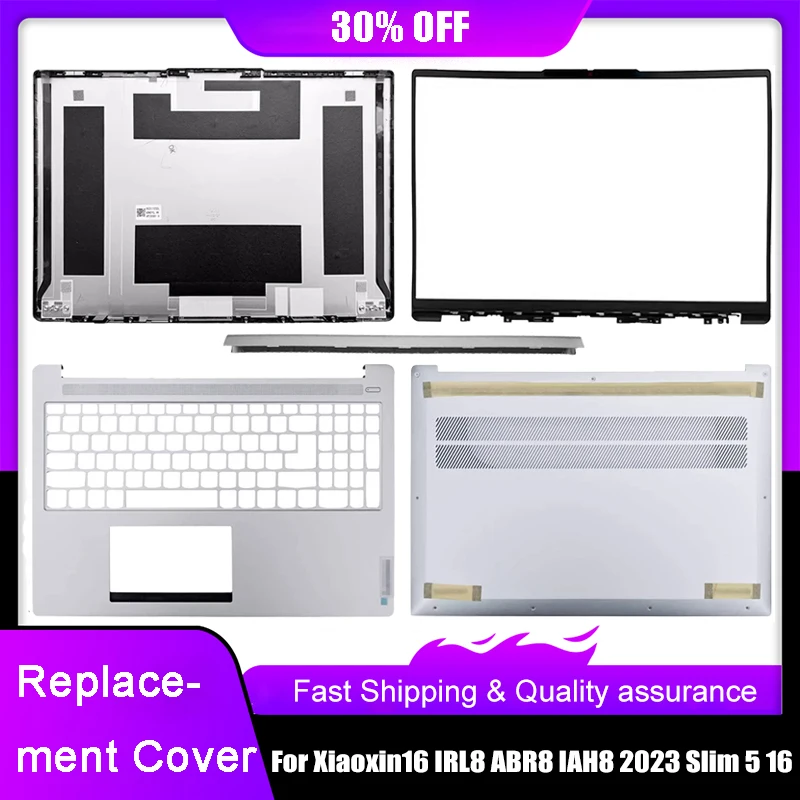 New Laptop LCD Back Cover For Lenovo Xiaoxin16 IRL8 ABR8 IAH8 2023 Slim 5 16 Front Bezel Hinge Cover Palmrest Bottom Case Silver