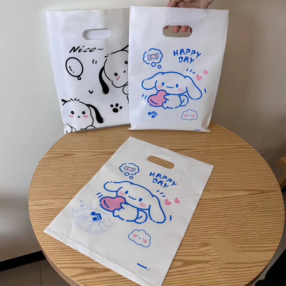 50pcs Sanrio Cinnamoroll Baking Bread Packaging Bag Disposable Food Dessert Cake Tote Bag Portable Handle Biscuits Gifts Bag