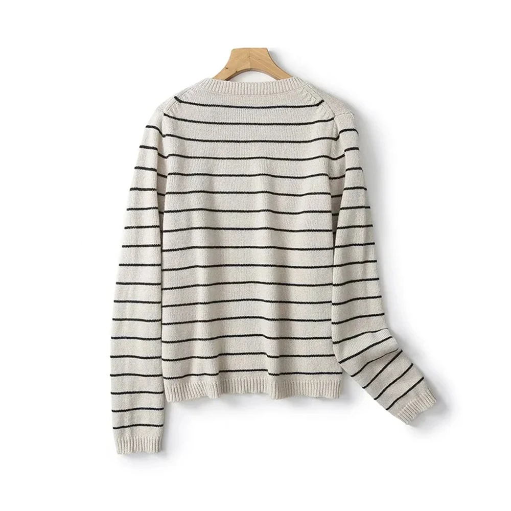 Cos Lris2024 autumn new women\'s casual and simple temperament striped round neck sweater knitted sweater 05631645710