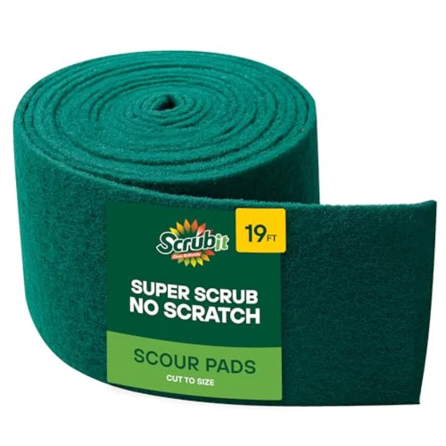 

Scouring Pad Roll - 19 FT Green scrubbing Pads Roll - Non Scratch Dish Washing Scrubbers - Abrasive and Heavy Duty Pot Scrubber