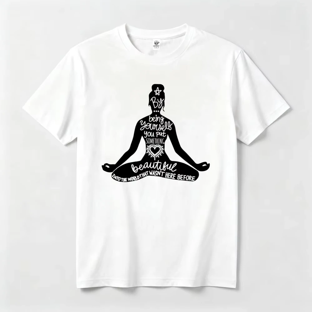By Being Yourself Yoga Cotton T-Shirt Spiritual Shirt Motivational Tee Mediation Shirt Women Empowerment Sarcastic Yoga Tee