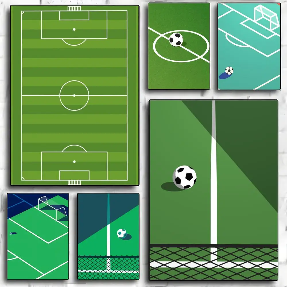 Minimalist Soccer Field Poster HD Art Mural Waterproof Wall Decor Durable DIY Home Decoration for Living Room Bedroom