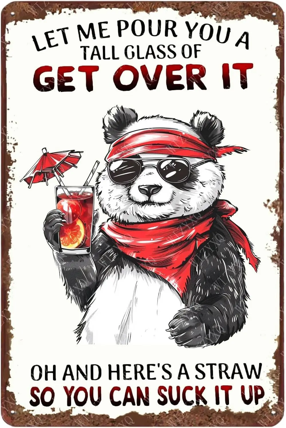 Metal Signs Get Over It So You Can Suck Up Panda Sign Vintage Aluminum Tin for Home Office Kitchen Bar Cafe Garden Farm