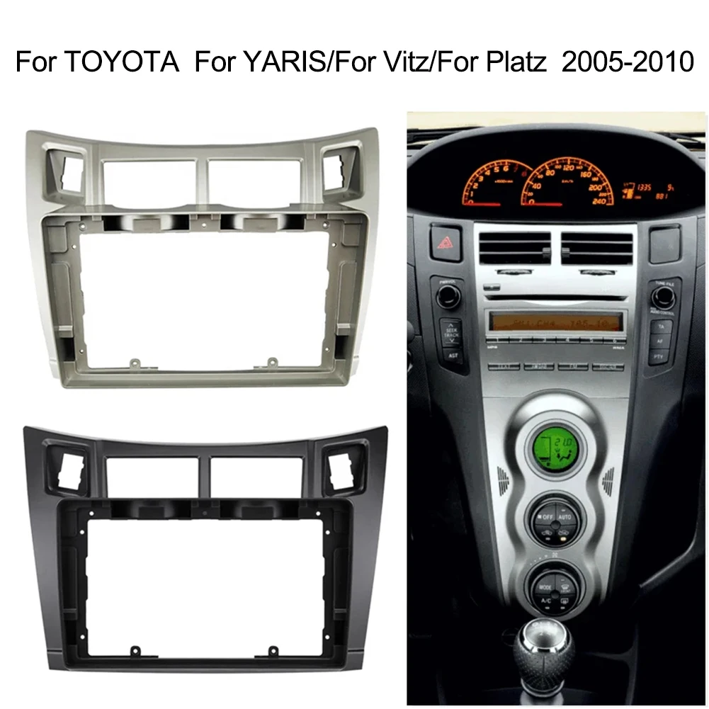 For TOYOTA For YARIS For Platz 2008-2011 Dash Panel 2 Din Head Unit Radio Fascia ABS Black/silver  Auto Acesssories