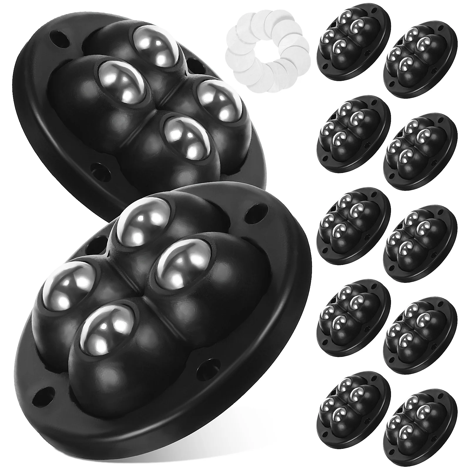 12 Pcs Rollers Caster Wheels for Furniture Self Adhesive Garbage Can Mini Black Small Appliance Casters Storage Bin