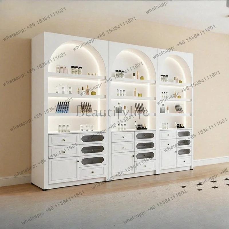 Nordic High-end Cosmetic Display Cabinet Minimalist Beauty Salon Skin Care and Nail Cabinet Commercial Furniture أثاث مكتبات FYM