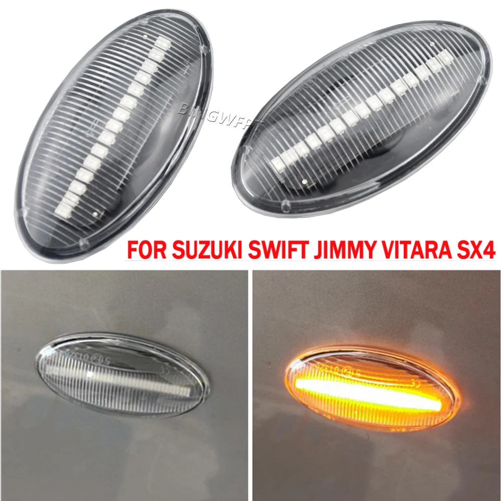 2X For Suzuki Swift Jimmy Vitara SX4 Alto Side Marker Turn Signal Light LED Dynamic Sequential Blinker Light Amber Indicator