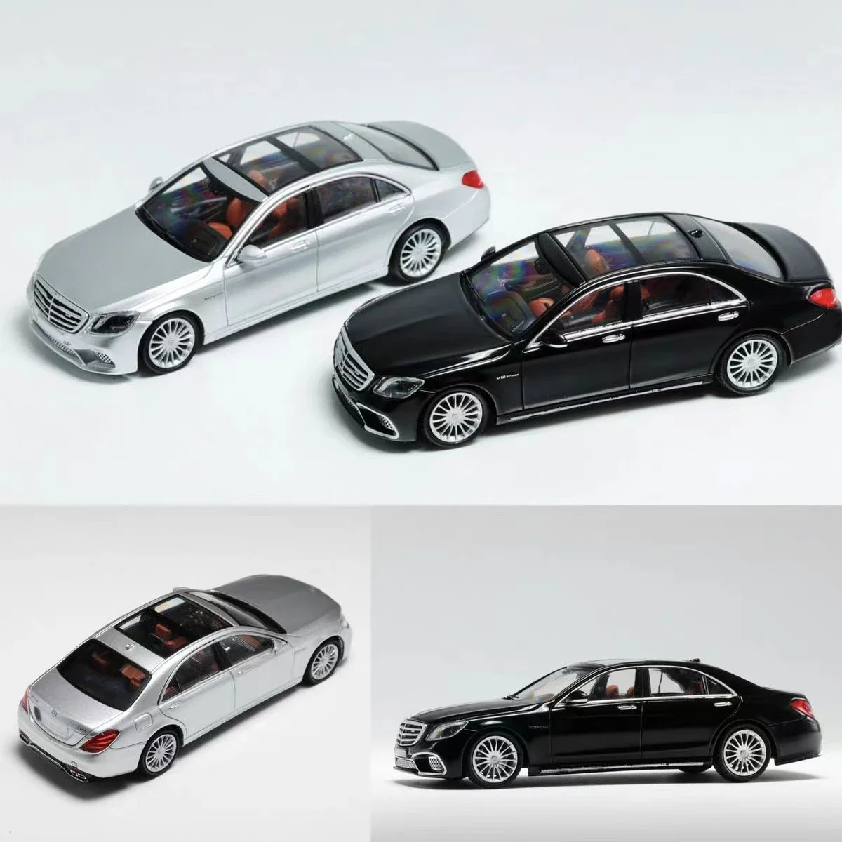 KING Model 1: 64 S65 S65L W222 Black Silver Alloy Car Model