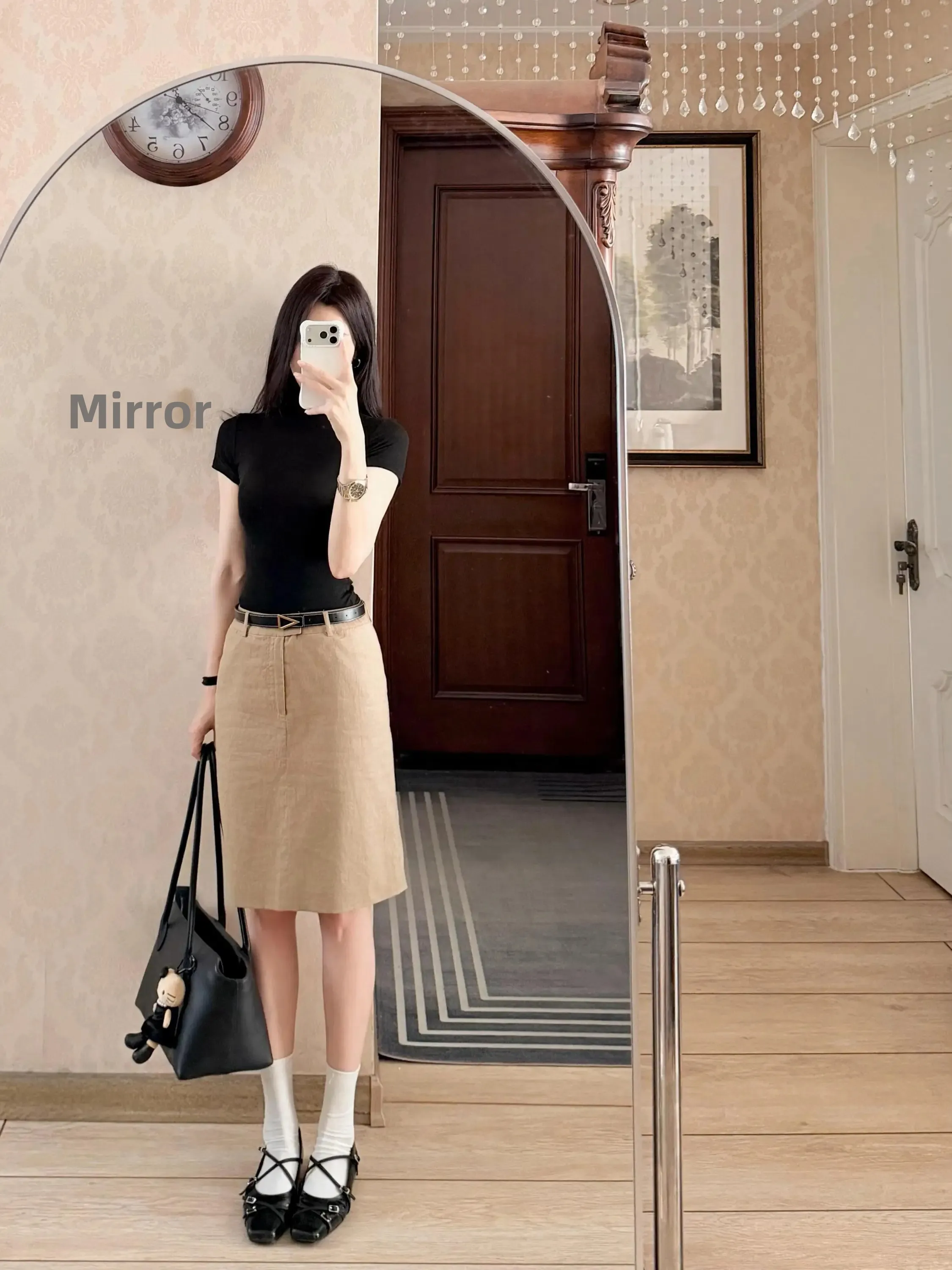 Retro Khaki Linen Skirt Half-length Casual Suit Style Women's Spring Summer New All-match Back Split Zipper A-line Skirt