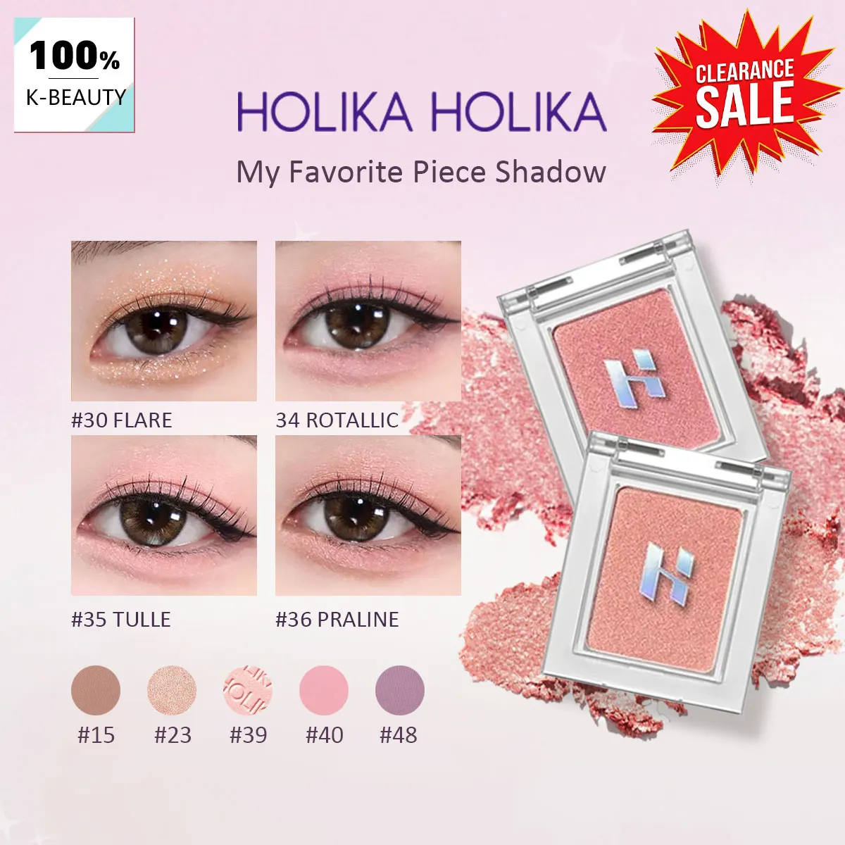 [ClearanceSale] HOLIKA HOLIKA My Favorite Piece Shadow,Fine & Smooth Powder Texture,Minimal Fallout,K-Beauty,Korean Makeup