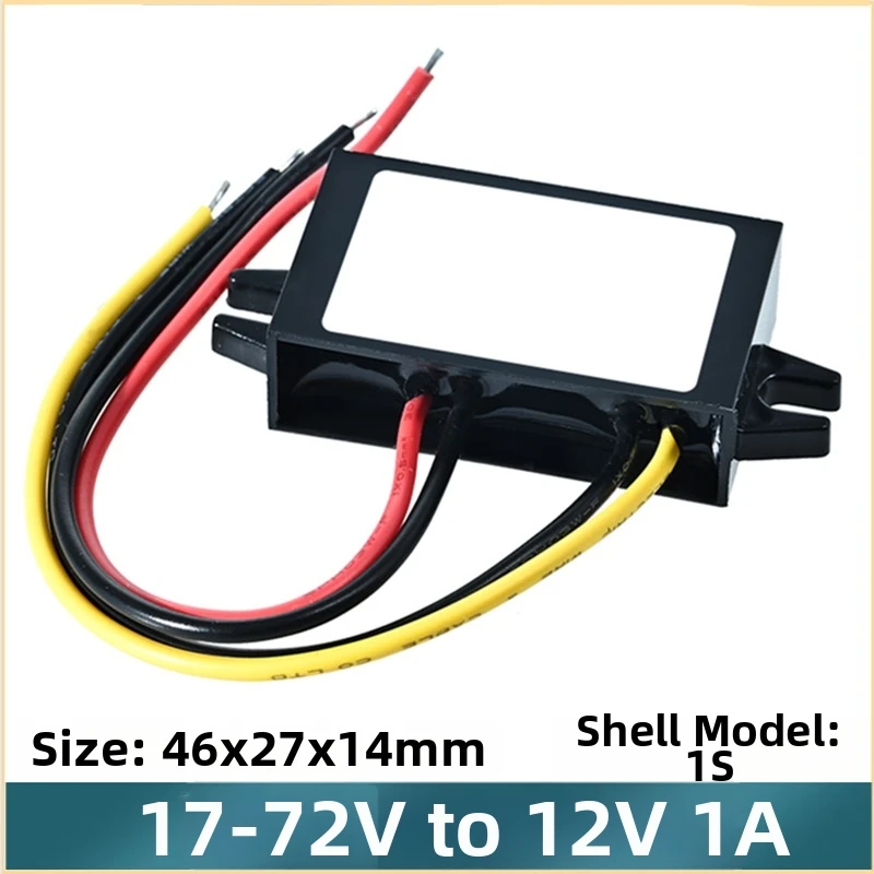 1pc 17-72V To 12V 1A Step-down Power Supply 12W DC-DC Power Converter For Scooters  LED Lighting Motors