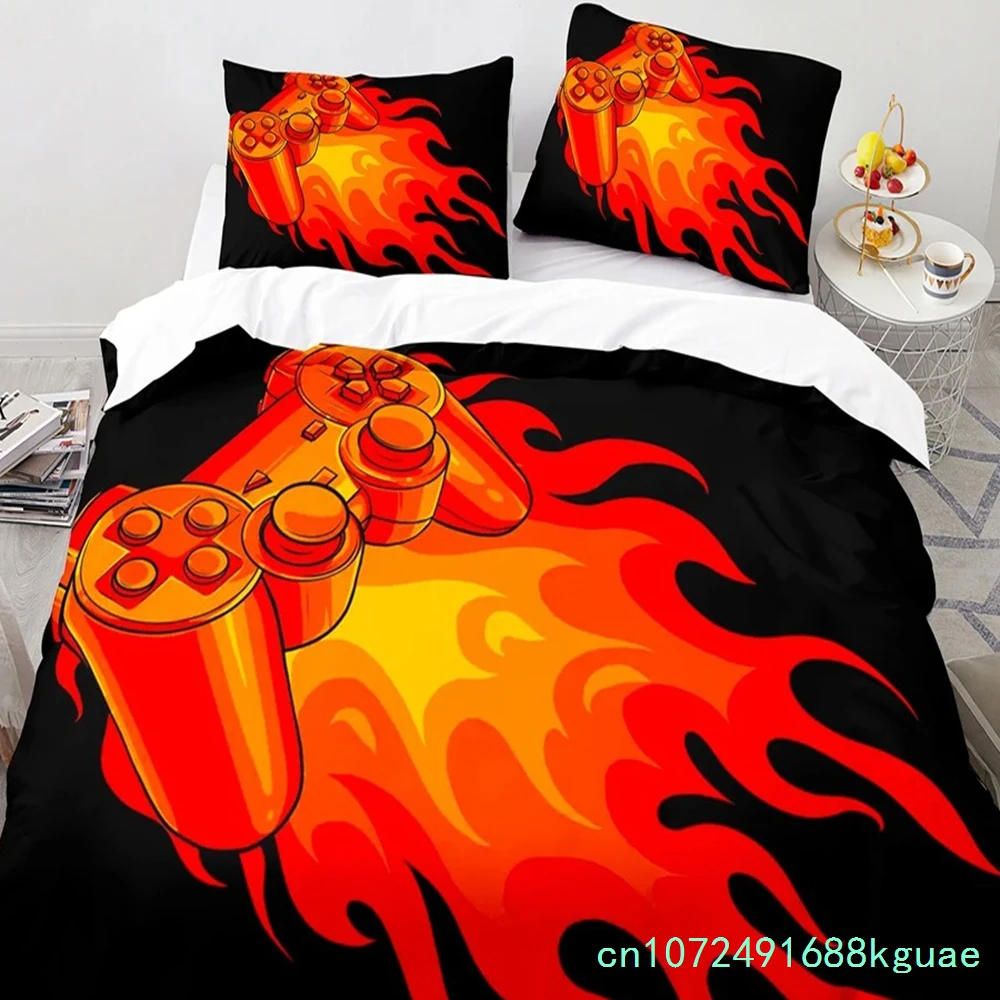 Game King Queen Duvet Cover 3D Black Game Handle Bedding Set For Kids Teens Boys Man Gamer Bedroom Decor Quilt Cover Pillowcase