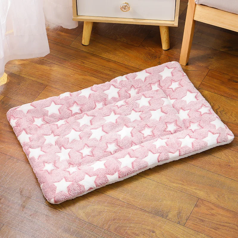 Snuggle Square – Double-Sided Pet Blanket – Pink white star