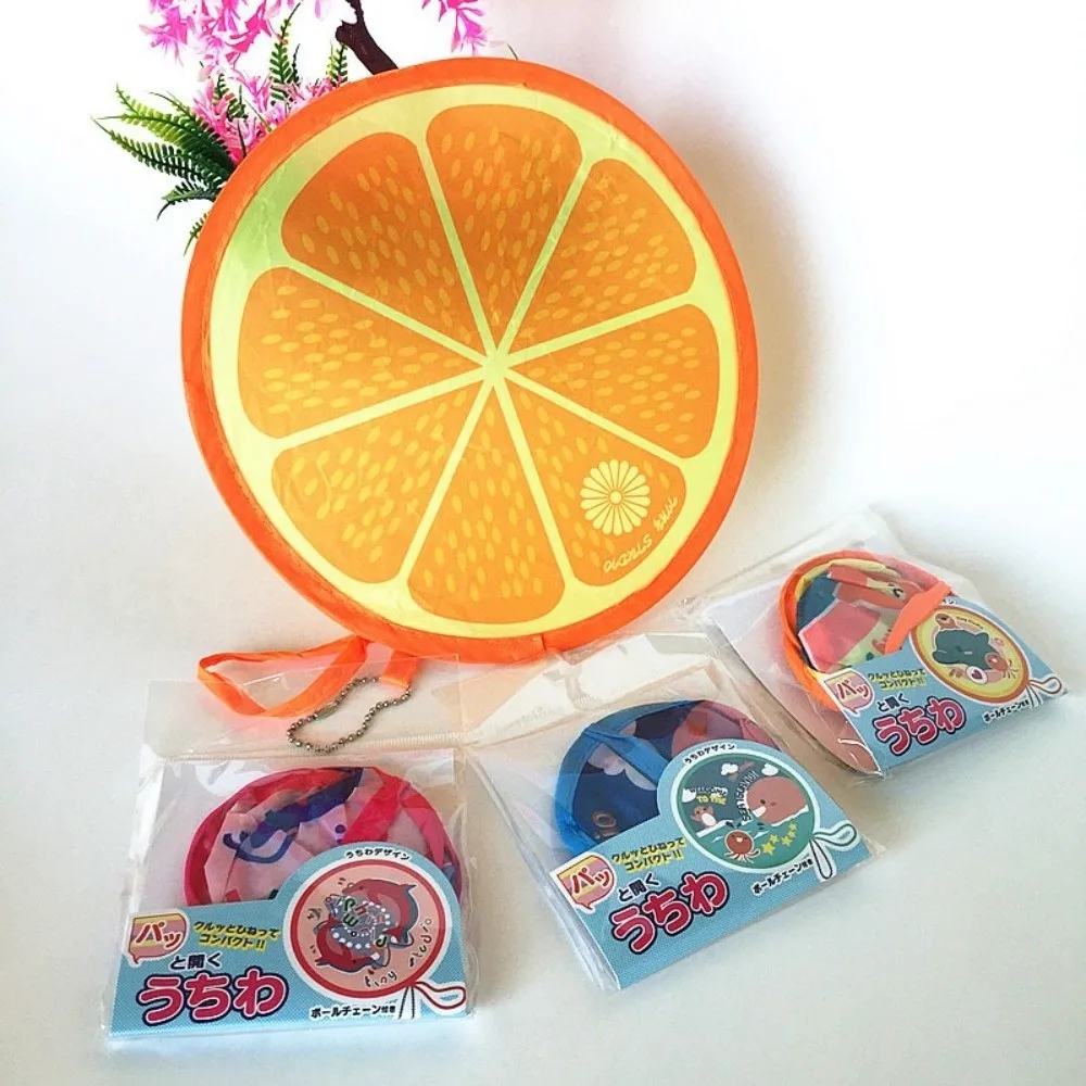 Portable Round Foldable Hand Fans Cartoon Fruit Style Handheld Folding Fan Foldable Design Round Shape Cooling Fans