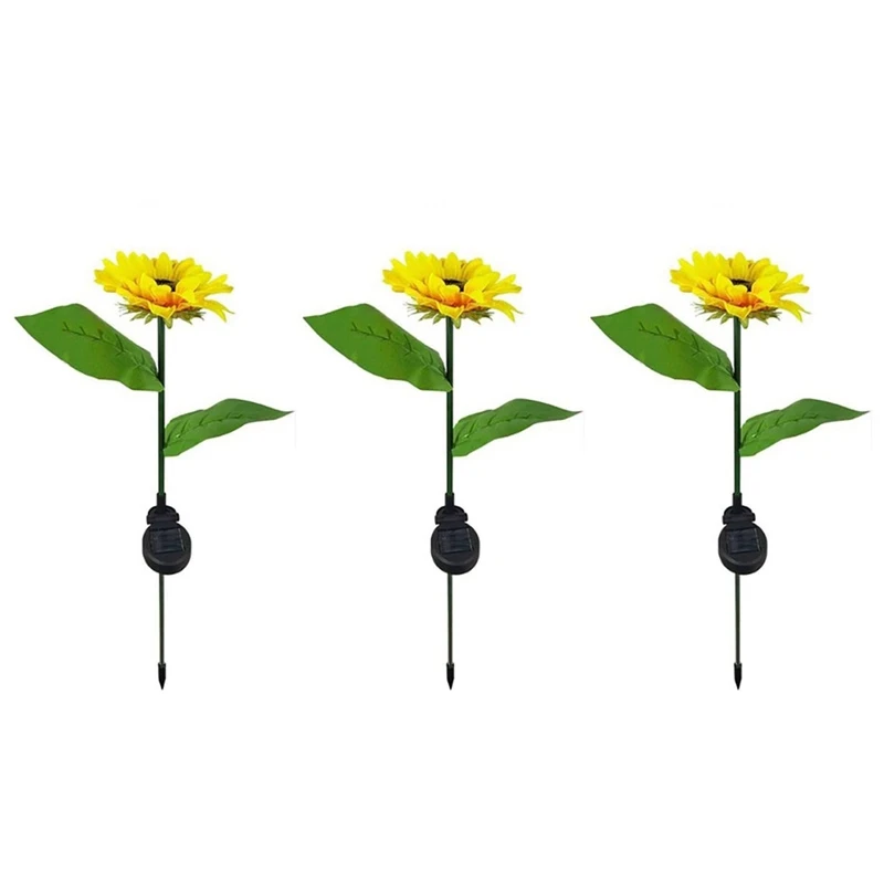 3X LED Solar Sunflower Flower Light Outdoor Waterproof Garden Decoration Light For Garden Lawn Decoration