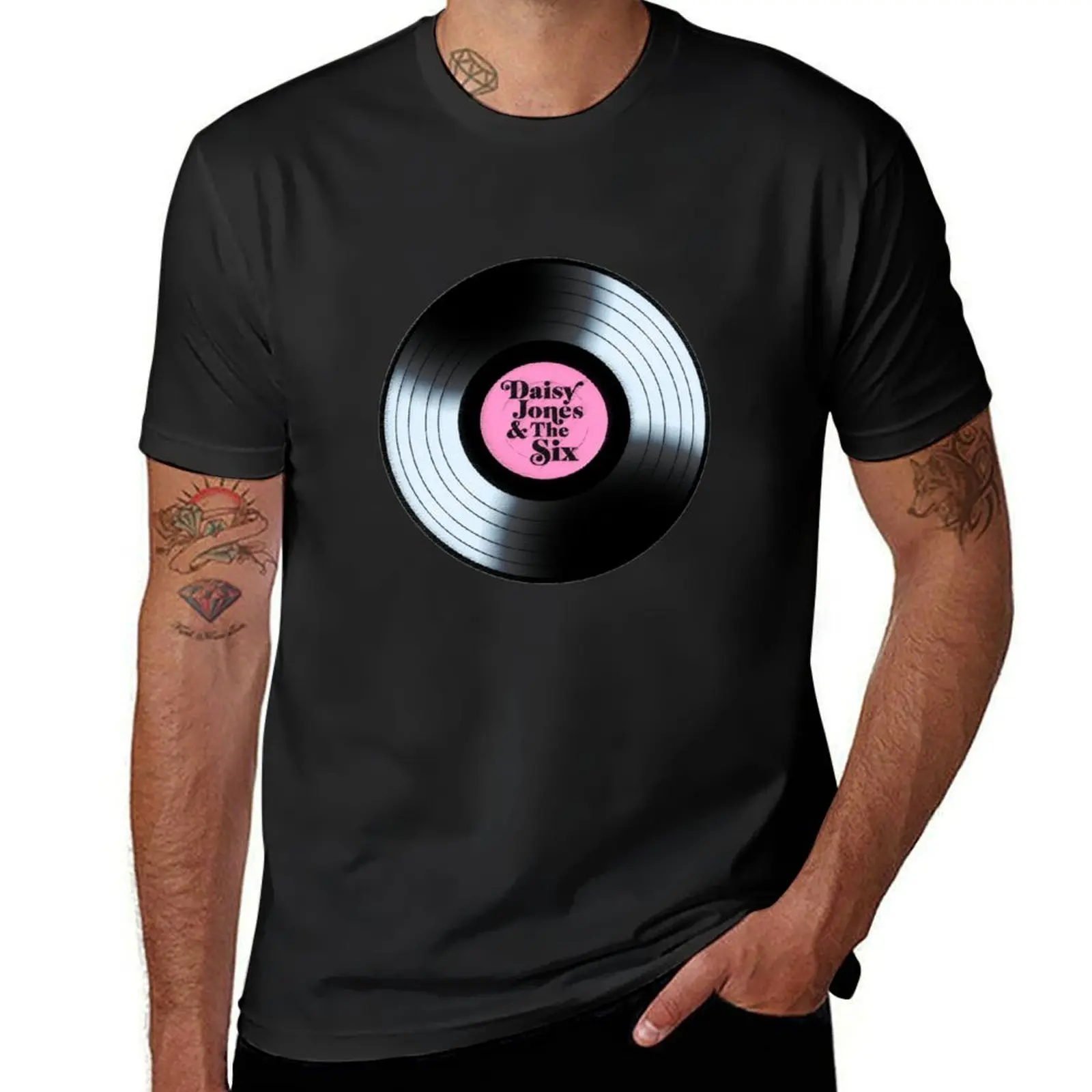 Daisy Jones and The Six Black Retro Vinyl Disc T-Shirt heavyweights shirts graphic tees t shirts for men pack