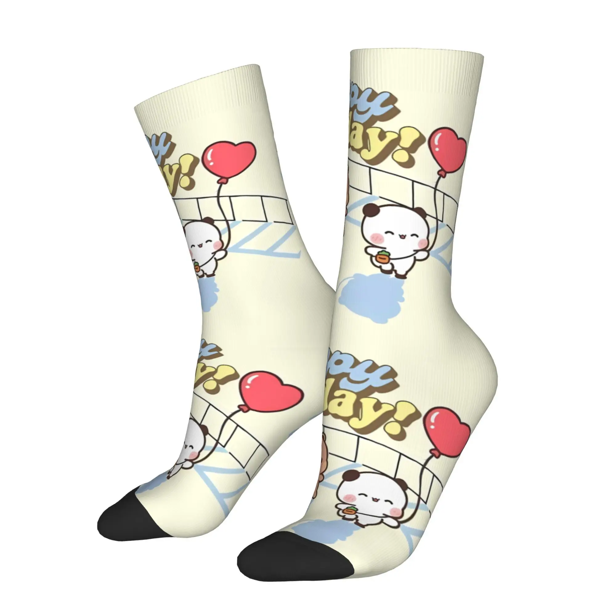 

Мужские носки Happy, винтажные повседневные носки с изображением панды и медведя и Брауни, Bubu Dudu, уличный стиль, повседневные носки для экипажа, подарок с принтом