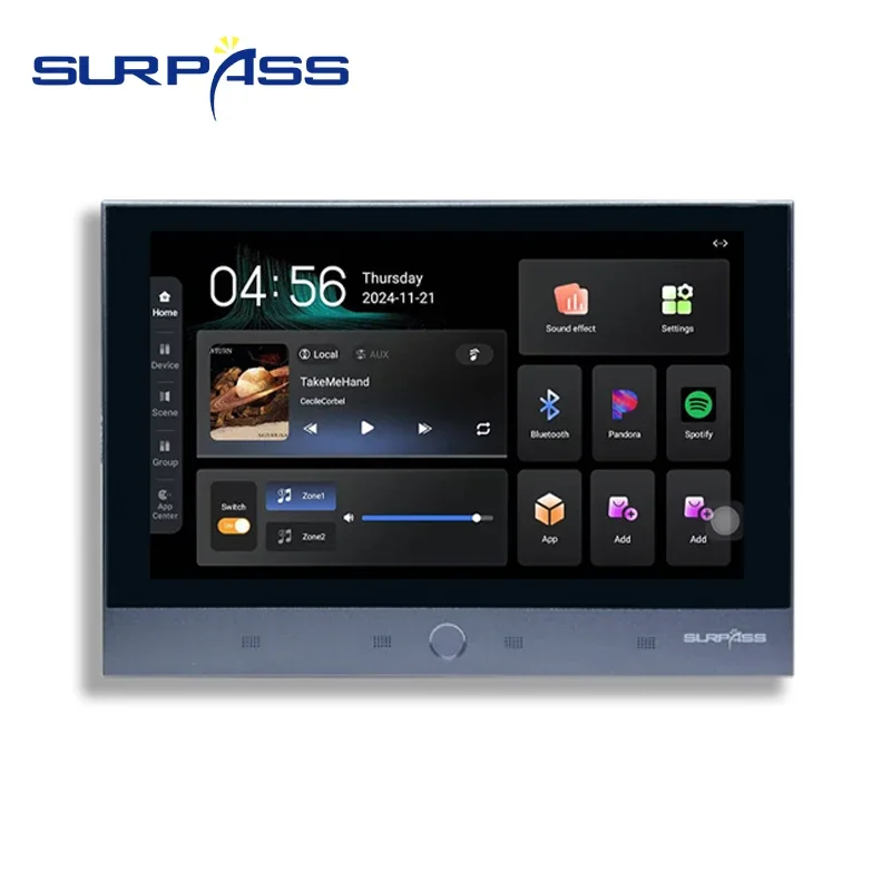 7-дюймовый сенсорный экран IPS 5G Wi-Fi Android 11, система 8x30 Вт Bluetooth и TF-карта с портом RS485, настенный усилитель для управления умным домом